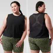 NWT Athleta Ultimate Muscle Tank 2X 20-22W Black Relaxed Crop Top Quick Dry Mesh