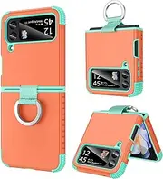BENTOBEN for Samsung Galaxy Z Flip 4 Case, Heavy Duty 2 in 1 Full Body Rugged Shockproof Protection Cover with Ring, Women & Men Covers for Galaxy Z Flip 4 6.7', Orange
