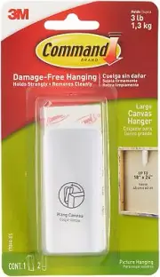 3M Command Large Picture Hanging CANVAS HANGER - 1 hanger, 2 adhesive strips