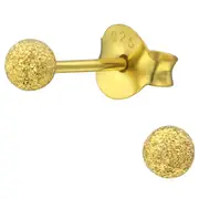 14K Gold Plated Sterling Silver Ball 3mm Stud Earrings