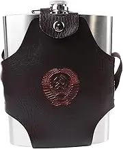 NUZAMAS 304 Stainless Steel Alcohol Hip Flask 48oz Outdoor Portable Flagon Wine Pot Metal Bottle Hip Flask with Leather Cover Proof Kettle Pot Hip Flask