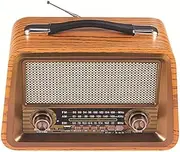 Binxind Portable Wooden Retro Radio Wireless Bluetooth Speakers HiFi Stereo AM/FM Radio Player USB TF AUX MP3,Yellow Wood Color