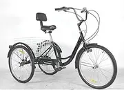 Three Wheel Bike, Adult Tricycle Trike 24Inch 7 Speed 3 Wheel Cruiser Bike with Basket for Recreation Shopping Exercise Men's Women's Bike Cycling Pedalling