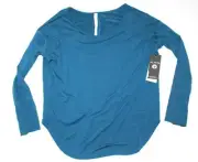New $64 GLYDER Gym Shirt Top TIE BACK DOLMAN Women's LARGE L Blue Open Back Yoga
