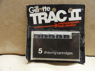 Vintage Gillette Trac II Twin Blades 5 Pack Cartridges Refills Razor