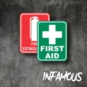 FIRST AID & FIRE EXTINGUISHER Sticker Sign Decal Set 100x70mm OHS WHS