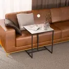 Modern Coffee Table Marble Living Room Sofa Side End Table Heavy Duty Black Legs