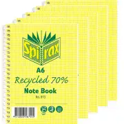 NEW 5x Spirax 813 Notebook 7mm Ruled 70% Recycled Spiral Bound A6 100 Page BULK