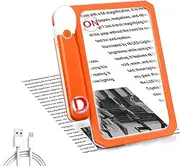 30X 10X 5X Large Magnifying Glass with Light, Rechargeable Foldable Full Book Page Magnifier, 48 LED Light Small Print Magnifier Sheet Lightweight for Low Visual Person and Seniors (Orange)