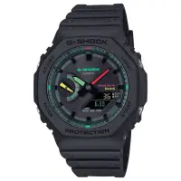 在飛比找momo購物網優惠-【CASIO 卡西歐】G-SHOCK螢光配色雙顯錶(GA-B