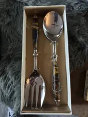 Ralph Lauren 2 Piece Salad Serving Set Spoon Fork Wentworth Tortoise Silverware