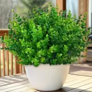 Artificial Flowers for Outdoors, Fake Outdoor Flowers UV 14 Bundles Green