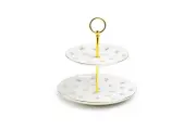 Grace Teaware Satin Shelley Rose Bud Fine Porcelain 2-Tier Server