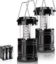 Battery Powered LED Lantern Lamp for Camping, Collapsible Emergency Light for Home Power Failure, Essential Supplies for Hurricane, Outage, Storm, Outdoor Survival Power by AA Batteries (Not Included)