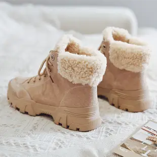 雪靴 雪地靴 雪靴女 真皮雪地靴女2021年冬季新款短筒馬丁靴加絨加厚棉鞋保暖百搭女鞋