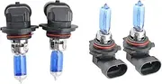 1 Pair 9005 HB3 + 1Pair 9006 HB4 6500K White 55W 12V Halogen Headlight Lamps High Low Beam Head Lamp Light Bulbs