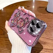 Quicksand Glitter Bear Phone Case for iPhone 14 Pro Max X Xs Max X 7 8 Plus Cute Plating Cases for iPhone 11 12 13 ProMax,PinkShanFen,for iPhone 12 ProMax
