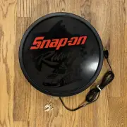 RARE Snap On Tools Racing Holographic Light Up Wall Clock 15” Round Black NOS
