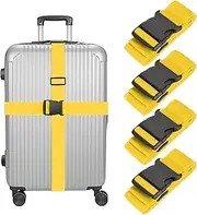uxcell Luggage Straps with Quick-Release Buckle Adjustable Suitcase Belt Strap for Suitcase Briefcase Backpack Travel, Yellow, Pack of 4