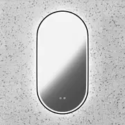 The Pill Oval LED Mirror 450x900mm � Matte Black, Brushed Gold, Matte White & Gunmetal Grey Frame - Dimmable, Anti-Fog, IP54, Touch Sensor