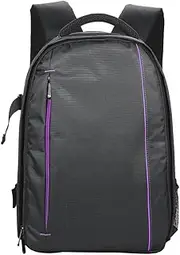 [Generic] DSLR Digital Camera Video Backpack Water- Multi-Functional Breathable P Graph Camera Bags Purple