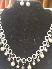 Paparazzi Jewelry Necklace set Silver/Olive # 29