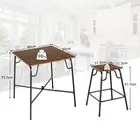 5-Piece Rustic Bar Table Set with Backless Stools for Dining and Kitchen