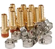 12 PACK Air Hose Repair Kit Fittings 3/8 Barb to 1/4 NPT Air Hose Barb Connectors with Sealant Air Line Coupler, Brass Pipe Fittings Male Threaded with 12 Pcs Hose Clamp…