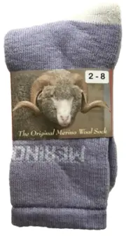 3 PAIRS AUSTRALIAN MADE LADIES SZ 2-8 LILAC 90% MERINO WOOL THICK WORK SOCKS