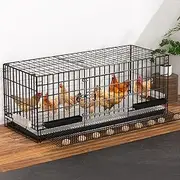 Folding Chicken Cage, Portable Rabbit Hutch Small Animal with Pull-Out Tray Metal Duck House Grid Foot Mat Chicken Coops with Removable Egg Tray for Rabbit Hen Duck(70 * 50 * 60cm)
