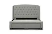Honeydew King Size Bed Frame Timber Mattress Base With Storage Drawers - Beige