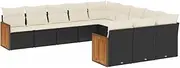 vidaXL Modular 11-Piece Garden Sofa Set - Black Poly Rattan Outdoor Furniture with Cushions and Storage - Versatile for Patio/Backyard/Terrace