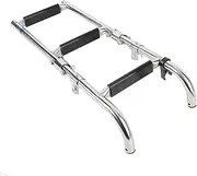 3 Step Boat Ladder, Mirror Polished Stainless Steel Swimming Pool Pontoon Dock Ladder with Handrails, Non Slip Footplates, Unique Swivel Mount Bracket, for Yacht, Dock, Fishing