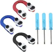 SING F LTD 3 Set Archery D Loop Compound Bow Metal U Nock D Ring Buckle Release Nocking Loop with Screwdrivers for Shooting Installation Accessories Red Blue Black
