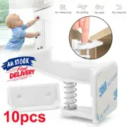 10x Baby Safety Lock Protector Kitchen Cabinet Door Drawer Cupboard Catch SW