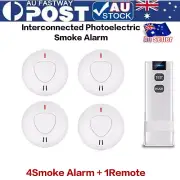 4 ANKA Wireless Interconnected Photoelectric Battery Smoke Alarms & Remote