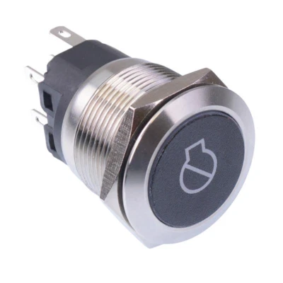 Engine Stop' White LED Latching 22mm Vandal Push Button Switch SPDT 12V