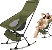 Folding Rocking Chair | Outdoor Rocking Chair,with Breathable Mesh Back, Perfect for Outdoor Lawn Relaxation