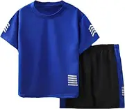 [Zerfoogh] Toddler Boys Clothes Mesh Athletic Summer Short Sleeve T-Shirt and Shorts Kids Outfit Set 3-10 Years