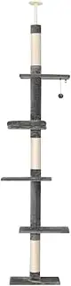 i.Pet 290cm Cat Tree, Cats Scratching Post Multi-Level Tower Pet Scratcher Climbing Trees Posts Indoor Kittens Wooden Play House Kitty Activity Center, with Plush Cover Condo Hammock Bed Grey White