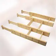 UVwey 4 Pack Bamboo Drawer Dividers with 6 Inserts – (43cm-55cm) Expandable and Adjustable Drawer Dividers for Baby Clothes, Kitchen, Office, Organizer, with Non-Skid Grip