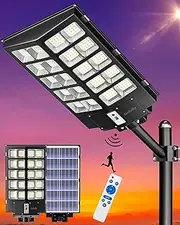 Gefolly SL-4600W Solar Street Lights Outdoor, 320000LM Commercial Parking Lot Light, 6500K Dusk to Dawn Solar Security Flood Lights Motion Sensor Solar Led Lamp for Basketball Court, Road