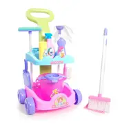 Multi Coloured Cleaning Trolley Kids Cleaner Play Set with Accessories