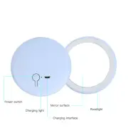 Compact Makeup Mirror With Light USB LED Round Small Mirror Sky Blue AU
