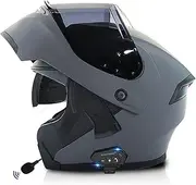 Bluetooth Motorcycle Helmet Dual Visor Modular Flip Up Full Face Helmet for Adult Street Bike Cruiser Moped Scooter DOT/ECE Approved Anti-Collision Helmets for Men Women