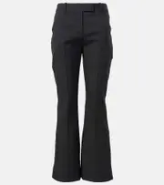 [McQueen] McQueen Kickback wool flared pants AU 16 black