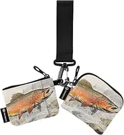 [XYMZR] Mini Zip Around Wristlet keychain Wallet Trout Water Closeup for Women Personalized Pattern Detachable Dual Pouch Wristlet Portable Wallet Phone Coin Purse, Multi-colored, One Size