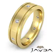 Diamond Mens Ring Flat Edged Eternity Wedding Solid Band 14k Yellow Gold 0.20Ctw