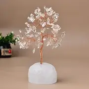 [Xiao Hua] 1 Creative White Natural Crystal Stone Wealth Tree Ornament, Simple Life Tree Desktop Ornament, Home and Office Decoration Ornament