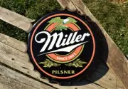 Miller Brewing Company Beer Bottle Cap Tin Metal Sign - Pilsner - Eagle - Coors
